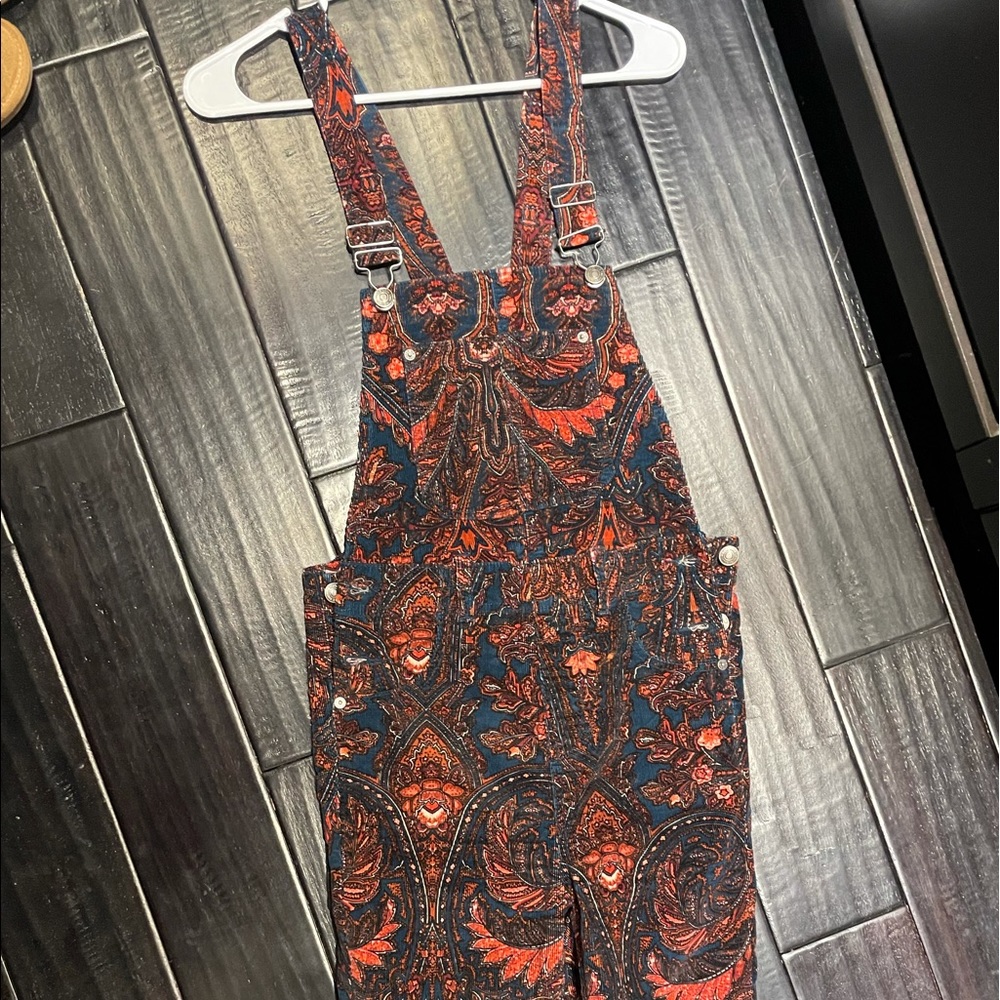 Free People Corduroy Printed Overalls